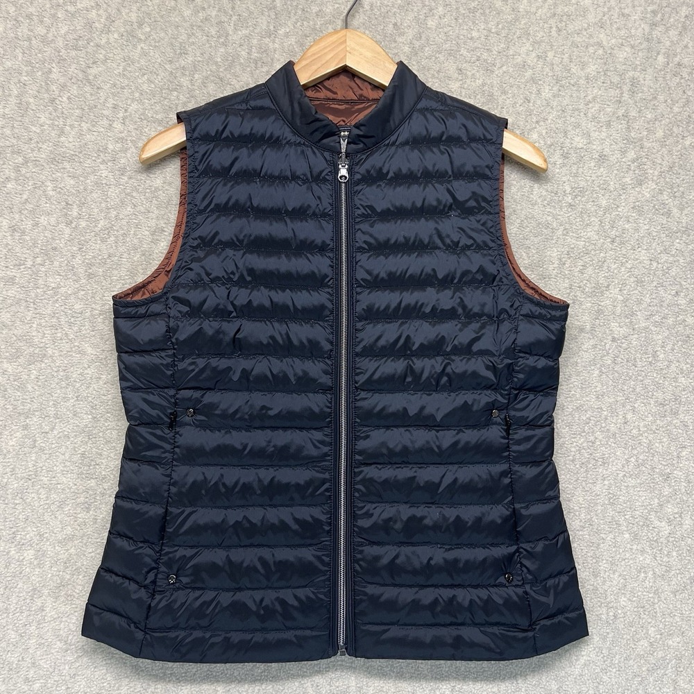 AlpnRock Womens Reversible Down‎ Puffer Vest Black Bronze Full Zip Lightweight M